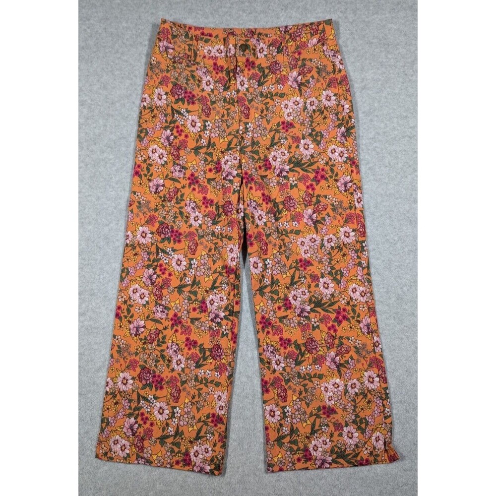 Adyson Parker Women Pants Size‎ 10 All Over Garden Floral Wide Crop High Rise